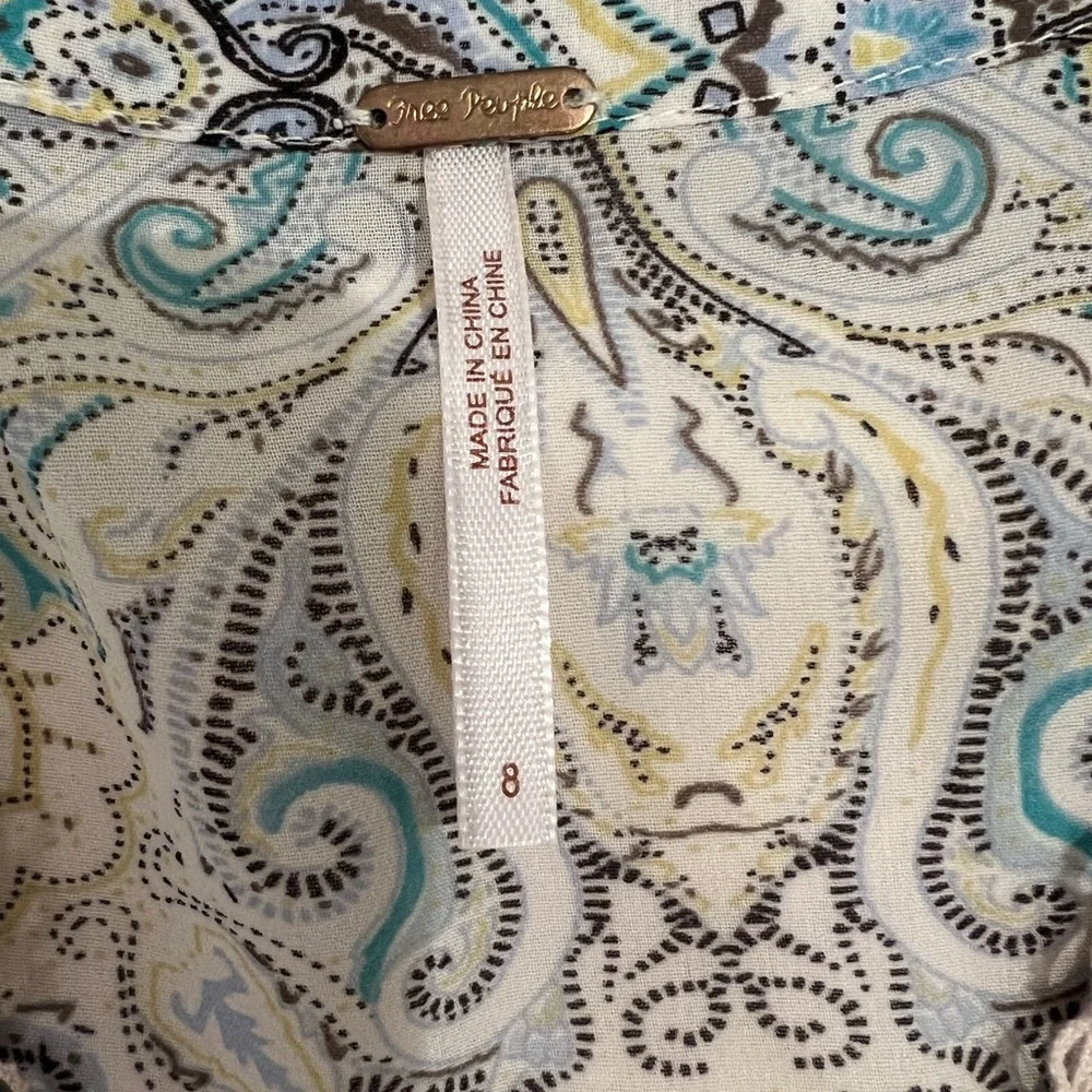 Free People Moonlight Bay mini dress | blue & white paisley print | size 8 - Picture 15 of 15